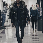 Jimmy Butler Arrives In A NBA Arena Wearing A Bally Fur-Trimmed Leather Puffer Jacket