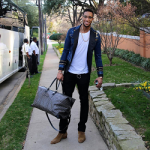 NBA Player Evan Turner Wears A Dsquared2 Mixed Material Denim Jacket