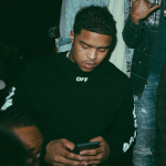 Justin Combs Wears An Off-White C/O Virgil Abloh Spray-Effect Cotton Tee-Shirt