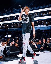 A Boogie Performs In A Pair Of Mike Amiri Art Patch Rosebowl Jeans ...