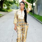 Monica Brown Slipped Into A Burberry Silk Check Jumpsuit