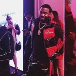 Meek Mill Spotted In An 8 Moncler Palm Angels Colorblocked Lacquered Down-Quilted Vest And Striped Lacquered Jogger Pants