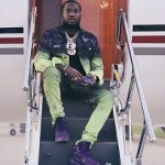 Passion For Fashion: Meek Mill Wears A MJB – Marc Jacques Burton x Will And Rich Pax Spray-Painted Denim Jacket & Crixus Spray Painted Cotton Denim Jeans
