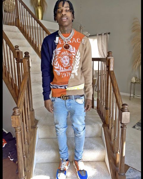 Rapper Polo G Sports A Versace Intarsia-Knit Jumper & Chain Reaction  Low-Top Sneakers - Donovan Moore Fashion Book