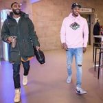 NBA Player Elfrid Payton Jr. Outfitted In A Burberry Albi Logo Graphic Cube Sweatshirt, Distressed Denim Jeans & Nike Blazer Mid Off-White Wolf Grey Serena “Queen” Sneakers