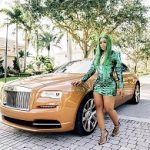 Trina’s Instagram H&M x Balmain Green Plunging Sequin Mini Dress