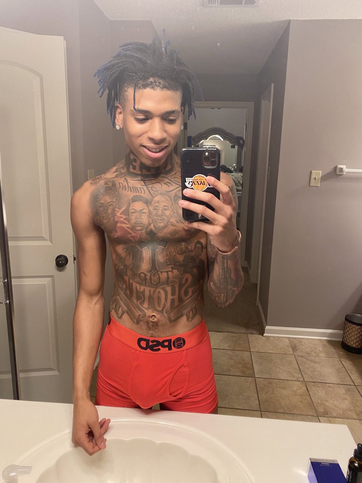 Rapper Nle Choppa Poses In PSD Modal Red Boxer Briefs - Donovan Moore ...