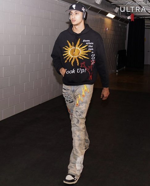 Kyle Kuzma Wears A Who Decides War Salutations Embroidered