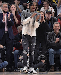 NBA Player Ja Morant Spotted Courtside In A Louis Vuitton Colorful White T- Shirt, Ollie Yellow Multicolor Sneakers And Serenede Everest Peak Jeans -  Donovan Moore Fashion Book