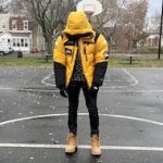 Donovan Moore Bundled-Up In A The North Face 7 Summits Edition Himalayan Parka And Timberland  6″ Premium Waterproof Boots