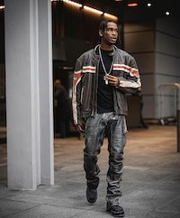 Leather Weather: Shai Gilgeous-Alexander's Racing Jacket And Dsquared2 Leather Biker Trousers